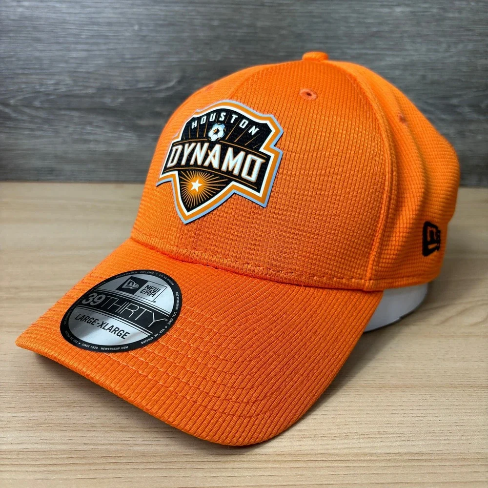 Houston Dynamo Hat Cap Fitted Size L-XL Orange Soccer MLS‎ New Era NWT